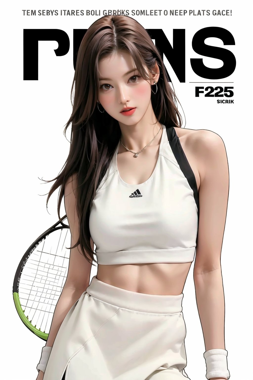 1girl,  thigh up body,  ((tennis girl outfit by LazyAI.creator on Tensor.Art