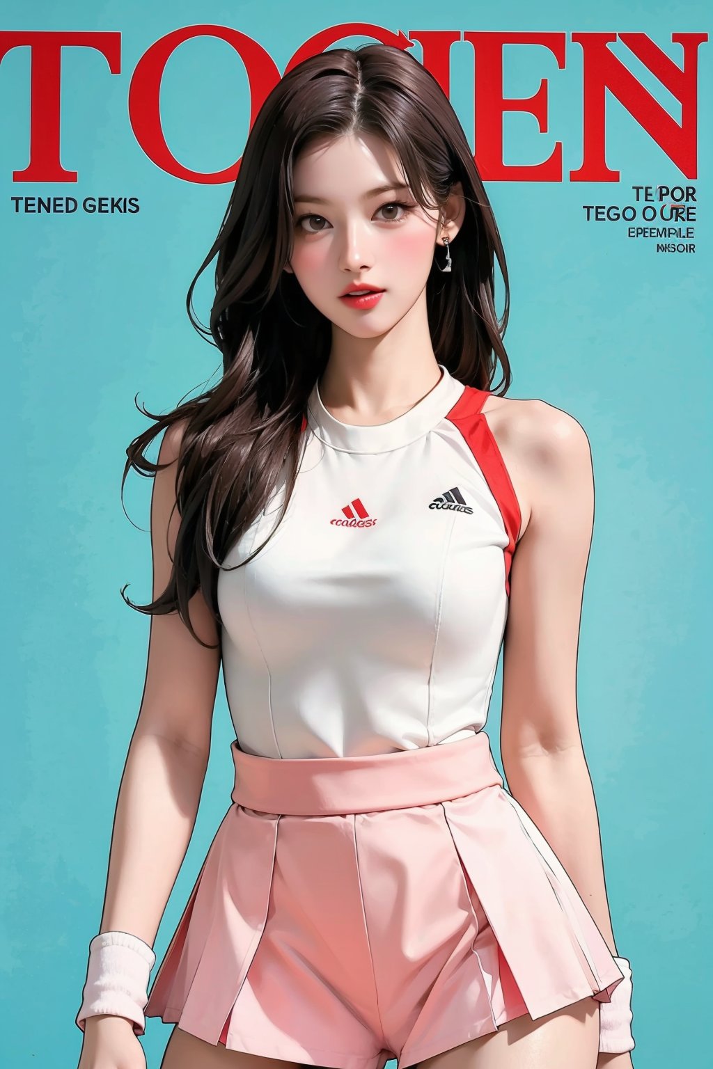 1girl,  thigh up body,  ((tennis girl outfit by LazyAI.creator on Tensor.Art