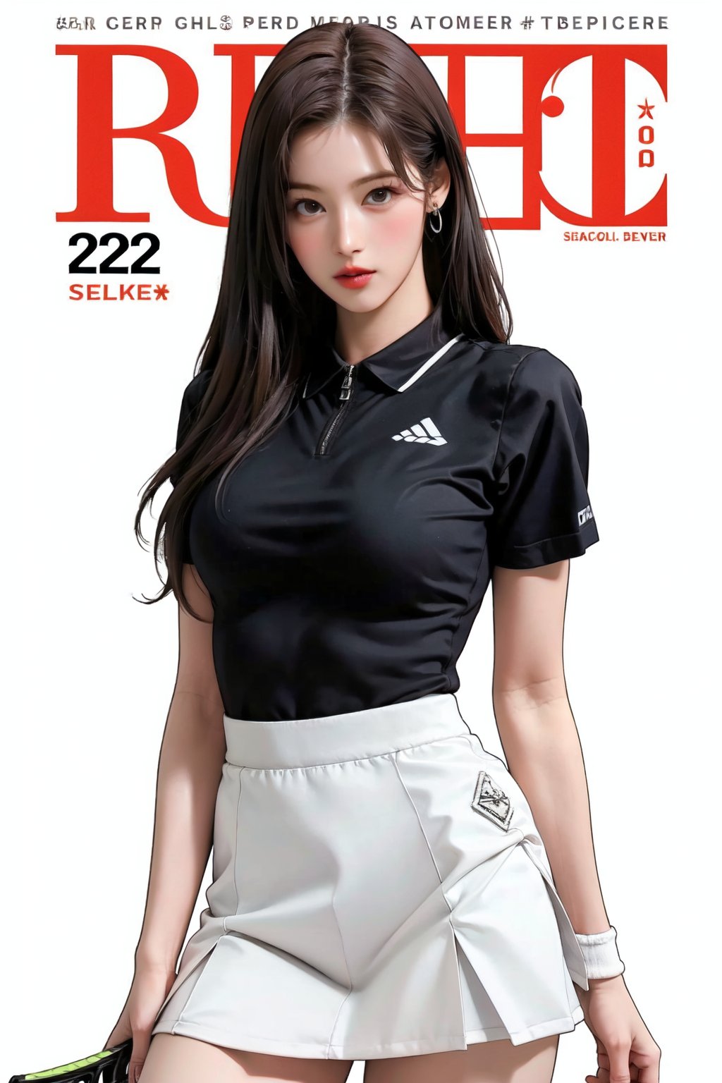 1girl,  thigh up body,  ((tennis girl outfit by LazyAI.creator on Tensor.Art