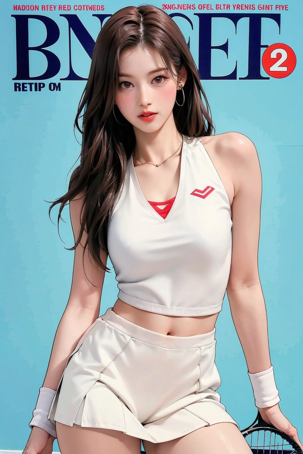 1girl,  thigh up body,  ((tennis girl outfit by LazyAI.creator on Tensor.Art
