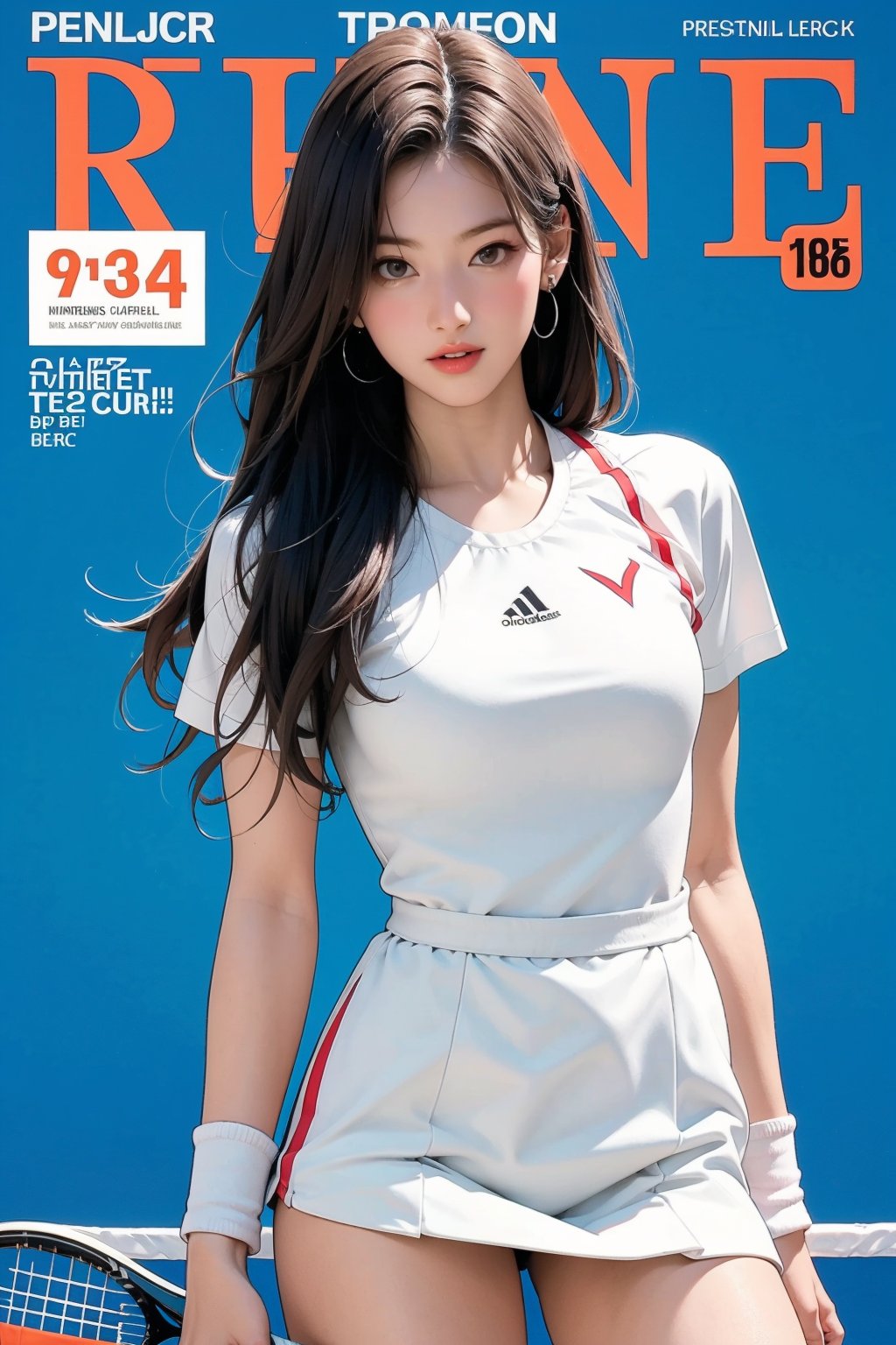 1girl,  thigh up body,  ((tennis girl outfit by LazyAI.creator on Tensor.Art