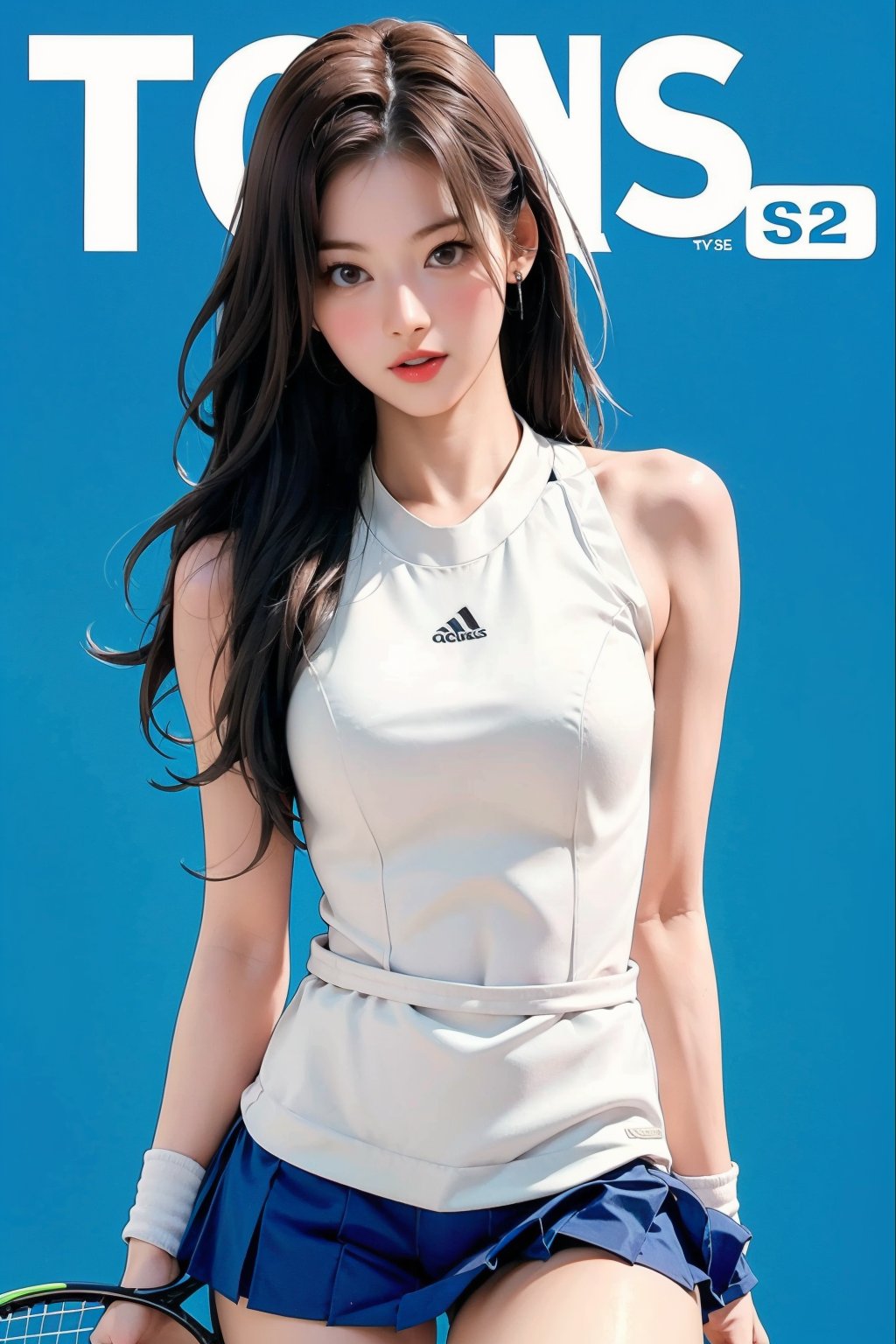 1girl,  thigh up body,  ((tennis girl outfit by LazyAI.creator on Tensor.Art