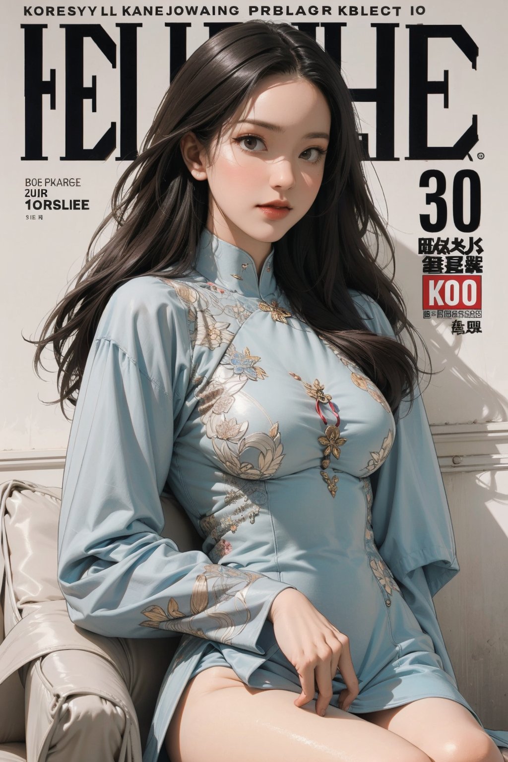 lust, mature, 1girl, thigh up body, looking at viewer, intricate clothes, shiny, professional lighting, different hairstyle, coloful, magazine cover, 2D manga artstyle,  shuhua,kn