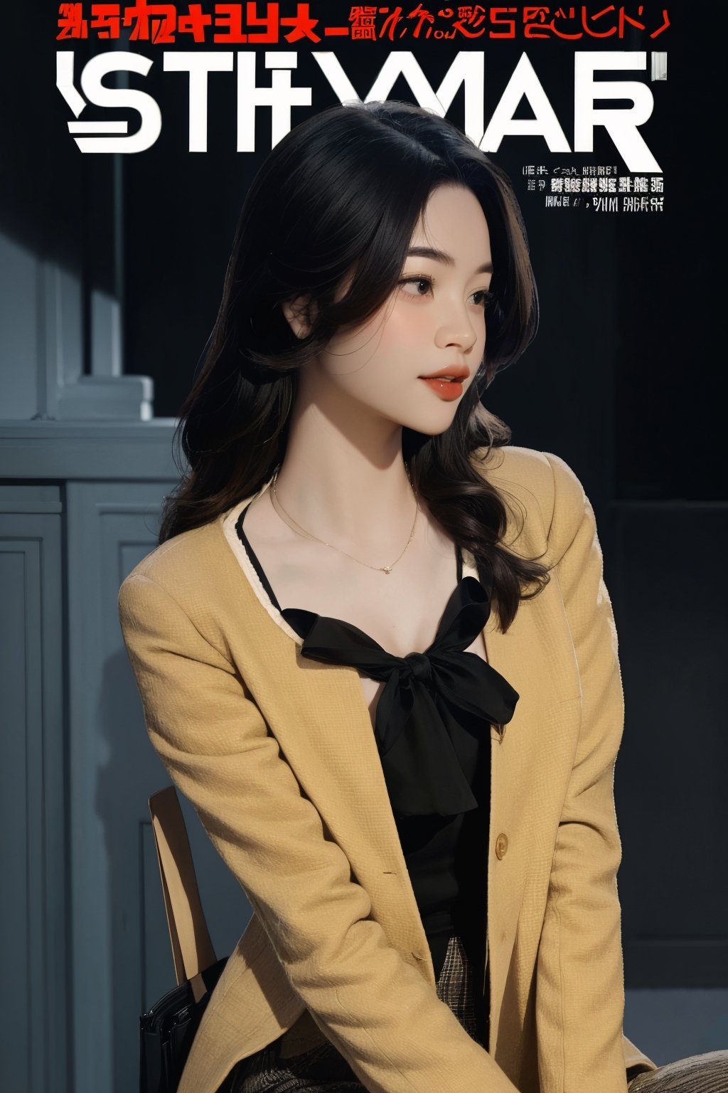 ((styled clothes,)) different hairstyle, necklace, 1girl, looking at viewer,  ultra detailed, best quality, sharp focus, natural lighting, ((magazine cover,)) huondey,