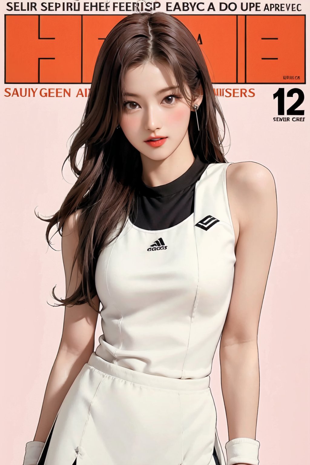 1girl,  thigh up body,  ((tennis girl outfit by LazyAI.creator on Tensor.Art