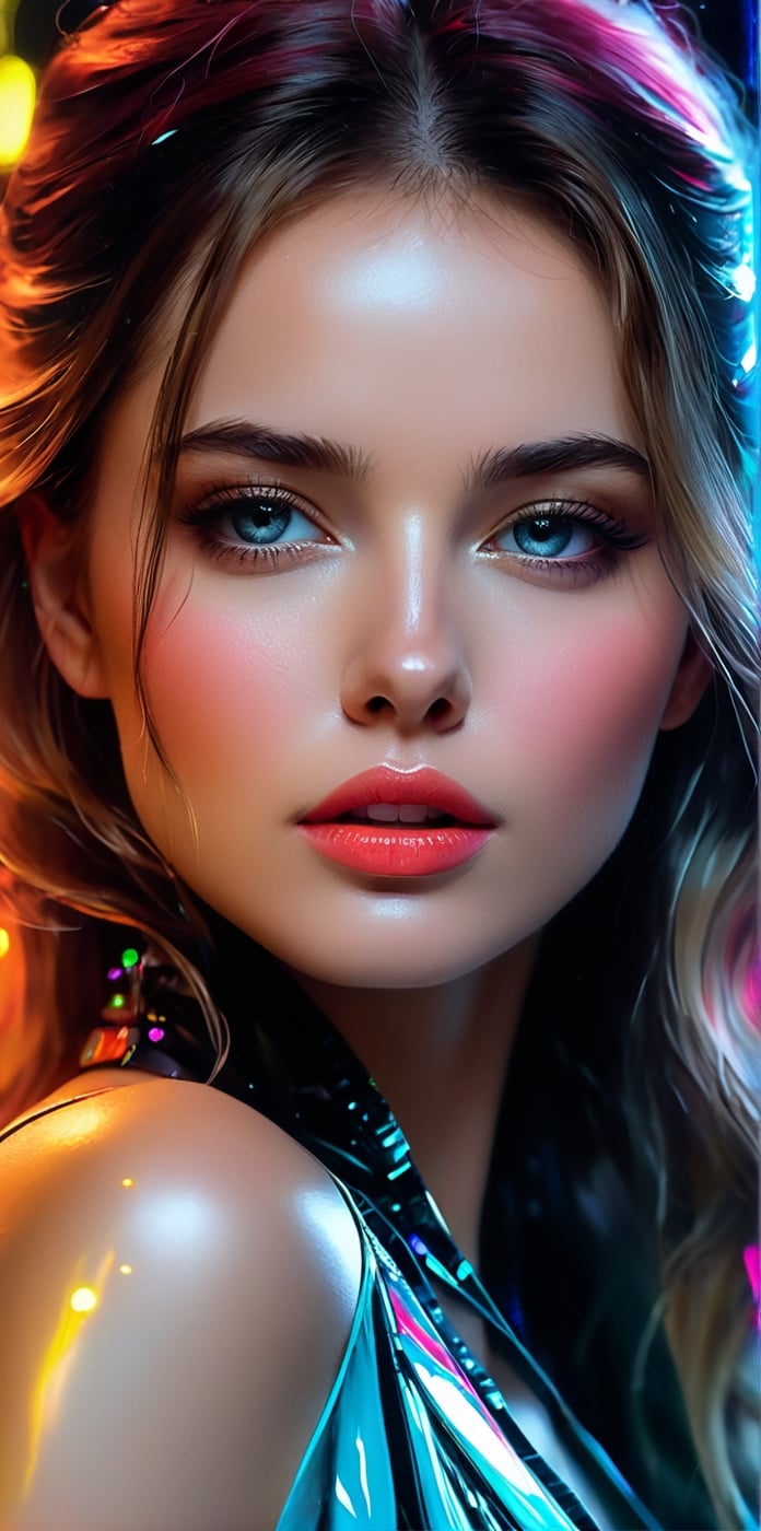 close-up, portrait, Neon Girl android, artificial intelligence, RTX, 8k, HDR, best quality, cinematic film story, (masterpiece), Anna Razumovskaya, Casey Baugh, 
Antonio Mora, Aminola Rezai, Giovanni Boldini, art, 
realistic art, digital illustration, portrait, bright rich colors, Digital art, watercolor, oil paints, alcohol inks
