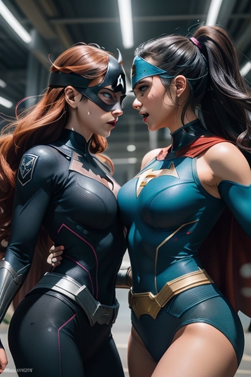 two superheros women fighting  eachother