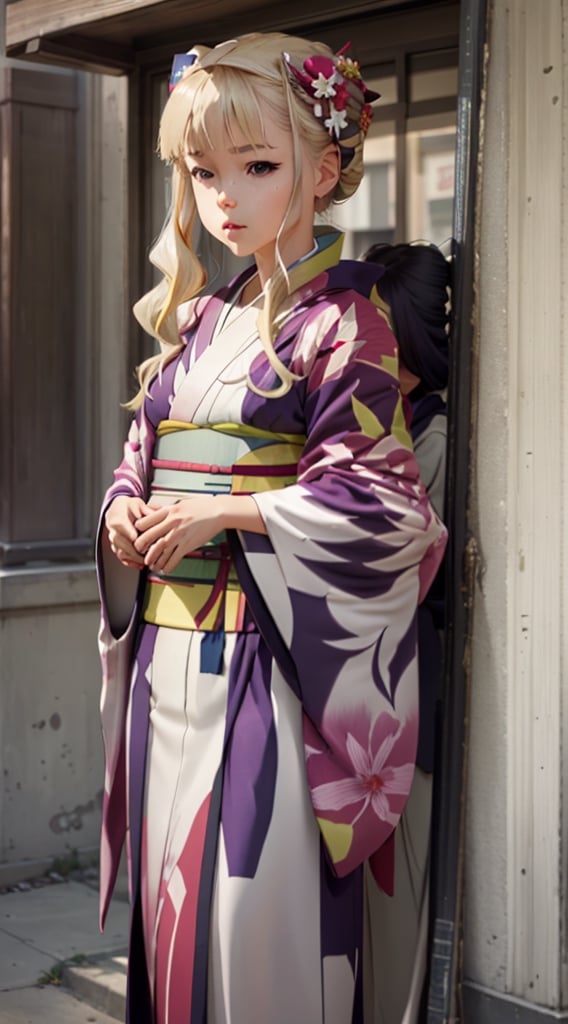 1girls, kimono, sexyn blonde hair