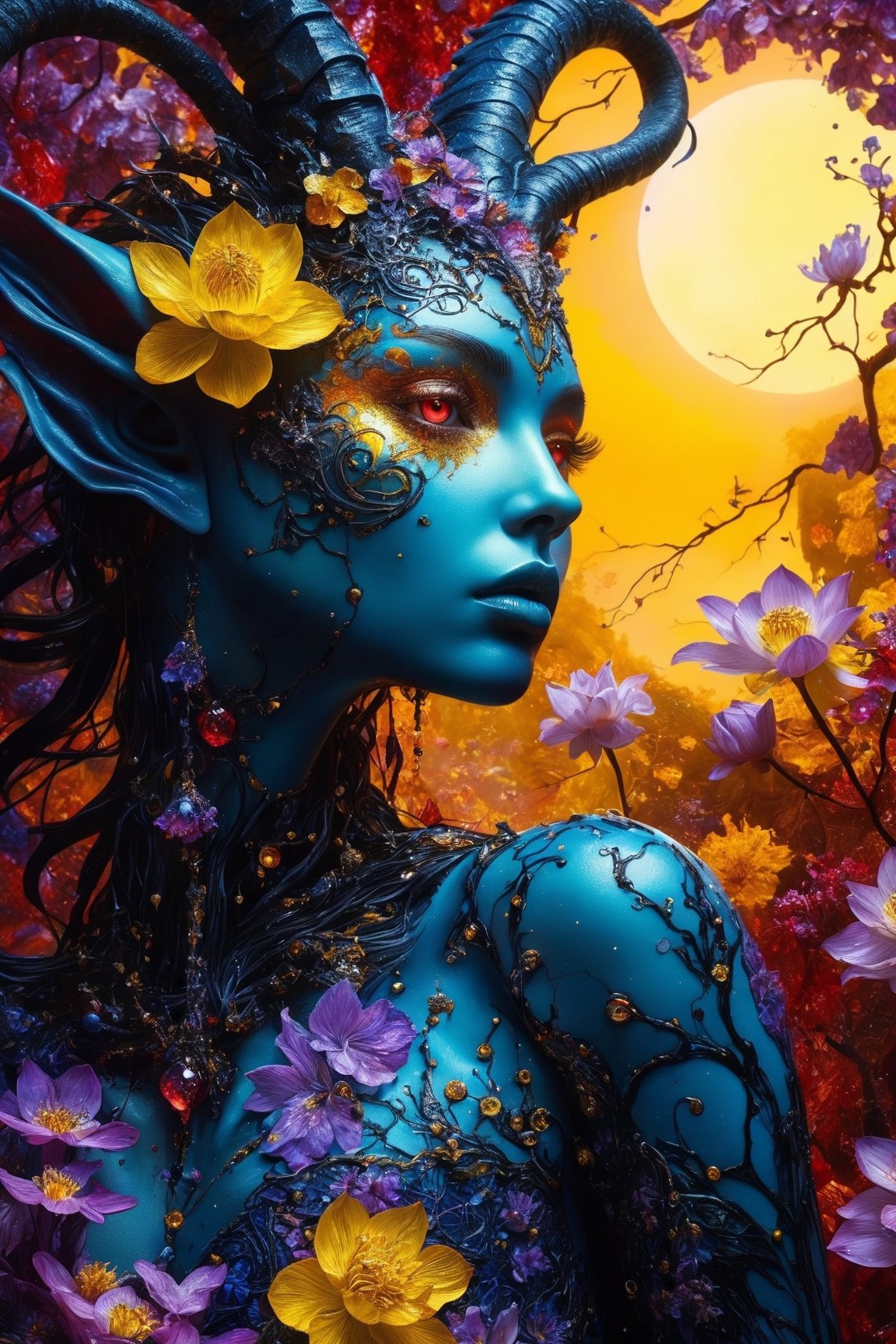 32k hires best quality professional photograph,  Dark sci-fi coloured flowery swamp,  alien planet by Shopon_skp on Tensor...