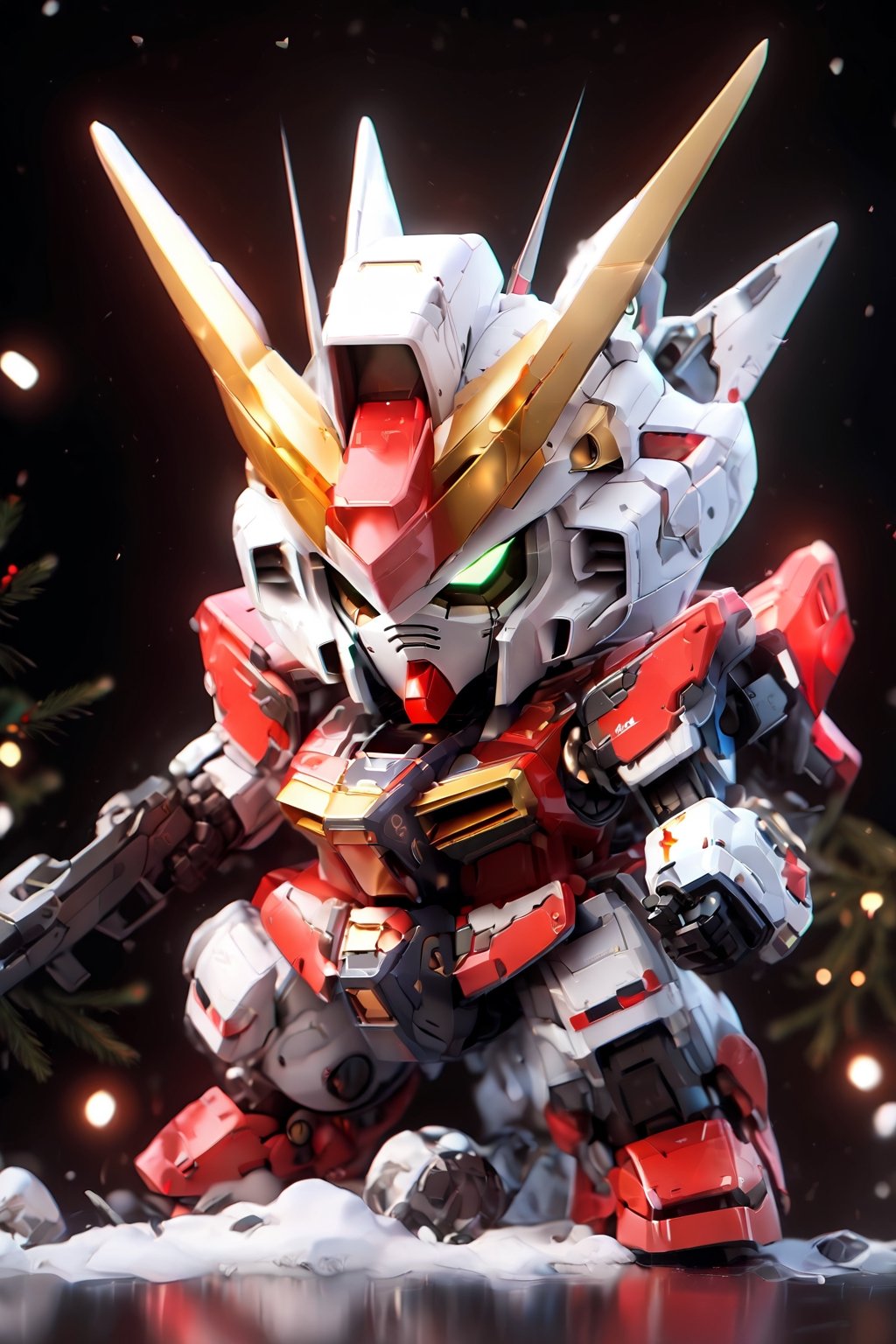 breathtaking oil painting,  (Gundam with Xmas equipment),  photorealistic oil painting by Cute cats 😻 on Tensor.Art