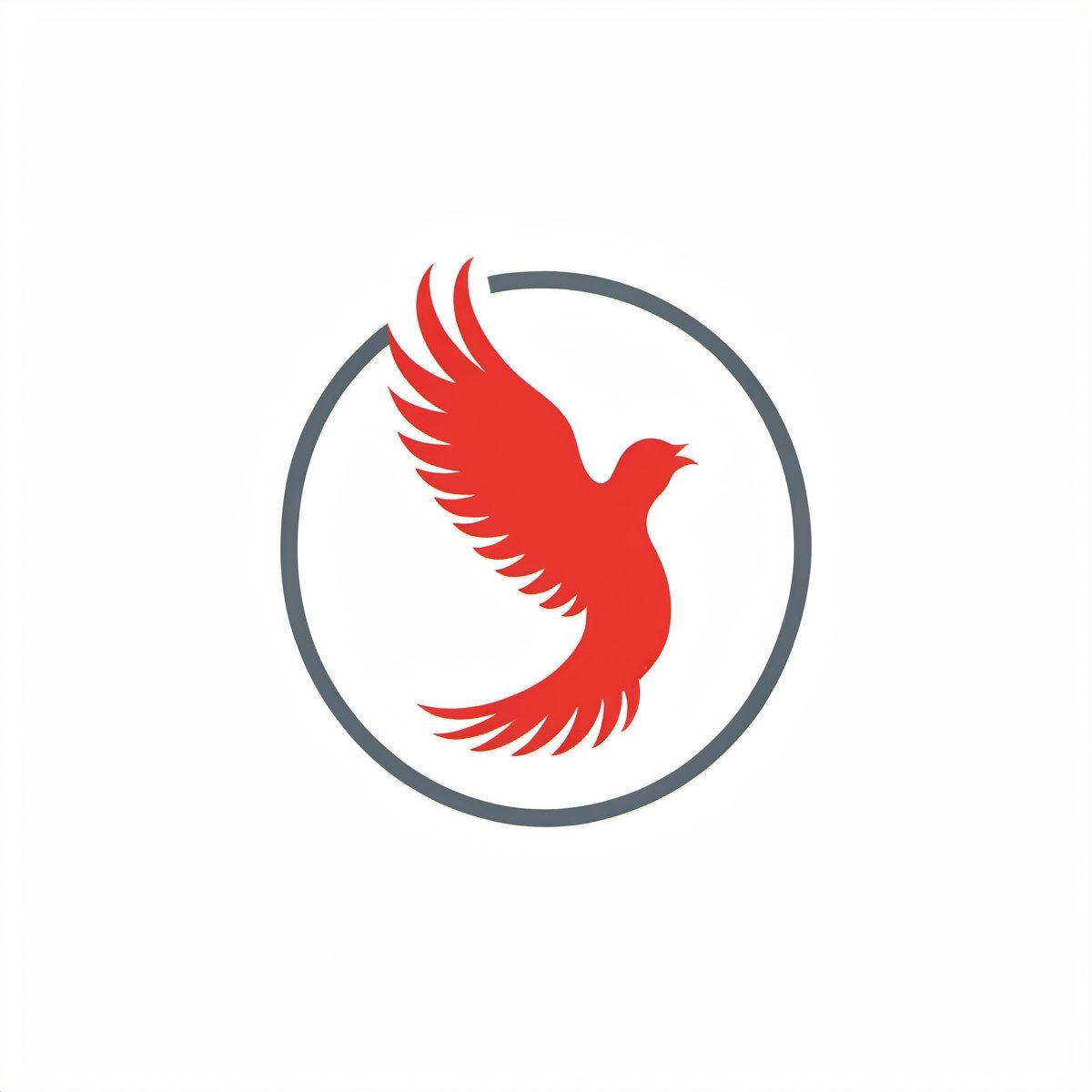 Create a sophisticated and minimalist 2D corporate logo for a prestigious training institution, focusing on a phoenix motif. The primary color should be a bold and empowering red, while the secondary color is a crisp and clean white. Emphasize a sense of professionalism and growth, aligning with the institution's commitment to excellence and transformative education, circle, white background