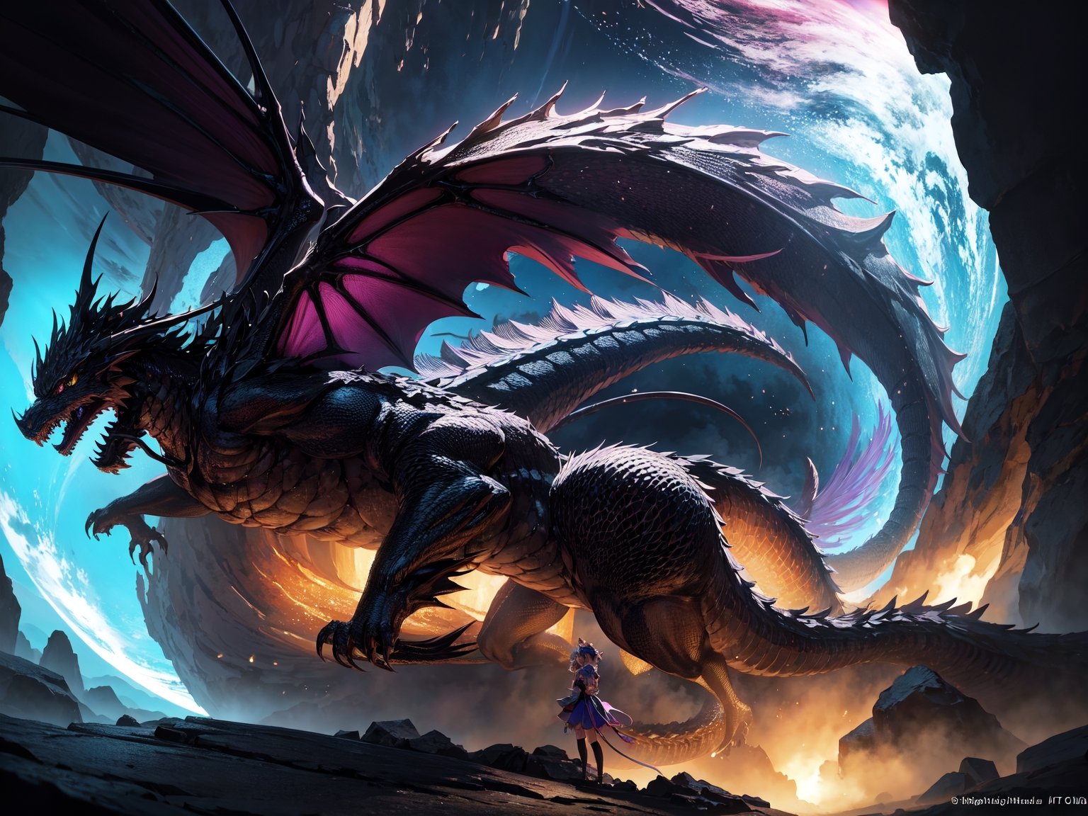 high quality, highly detailed, masterpiece, A digital illustration of anime style, soft anime tones, Feels like Japanese anime, A magical girl facing a dragon, Detailed illustration of a beautiful magical girl fighting a dragon, magical hat, fantasy world, breathtaking landscapes, mystical atmosphere, three dimensional effect, luminism, Albert Anker, Feeling like John Howe, 3d render, octane render, cinematic, Isometric, by yukisakura, awesome full color,