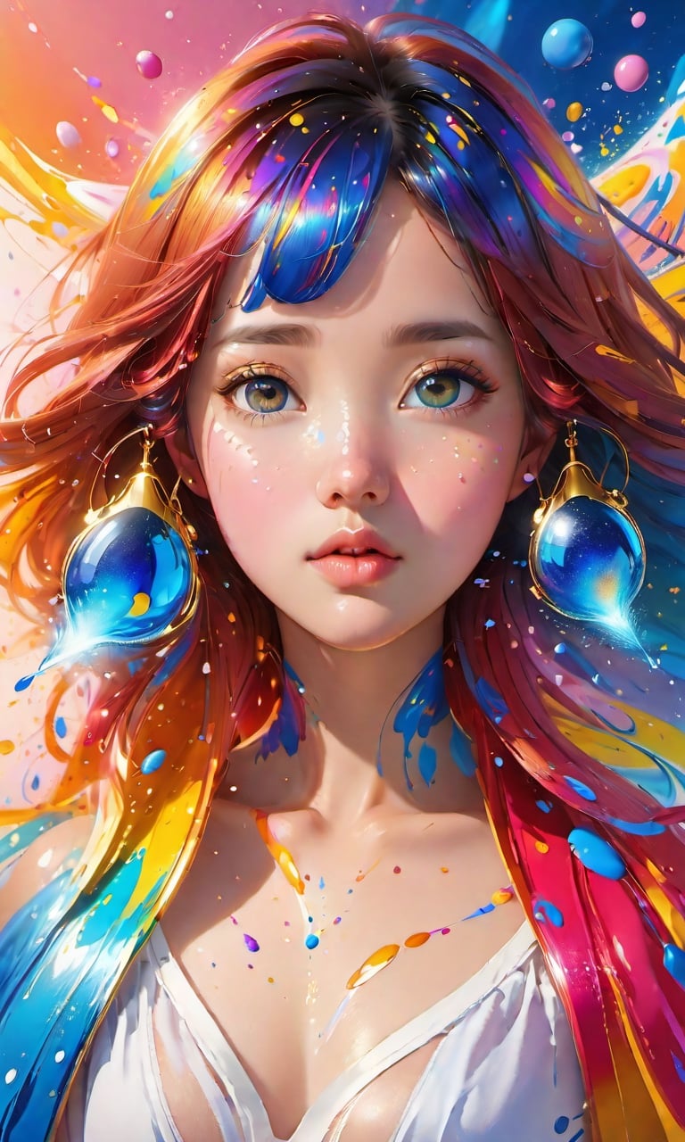 masterpiece, best quality, (extremely detailed CG unity 8k wallpaper, masterpiece, best quality, ultra-detailed, best shadow), (detailed background), (beautiful detailed face, beautiful detailed eyes), High contrast, (best illumination, an extremely delicate and beautiful),1girl,((colourful paint splashes on transparent background, dulux,)), ((caustic)), dynamic angle,beautiful detailed glow,full body,beautymix,Renaissance Sci-Fi Fantasy