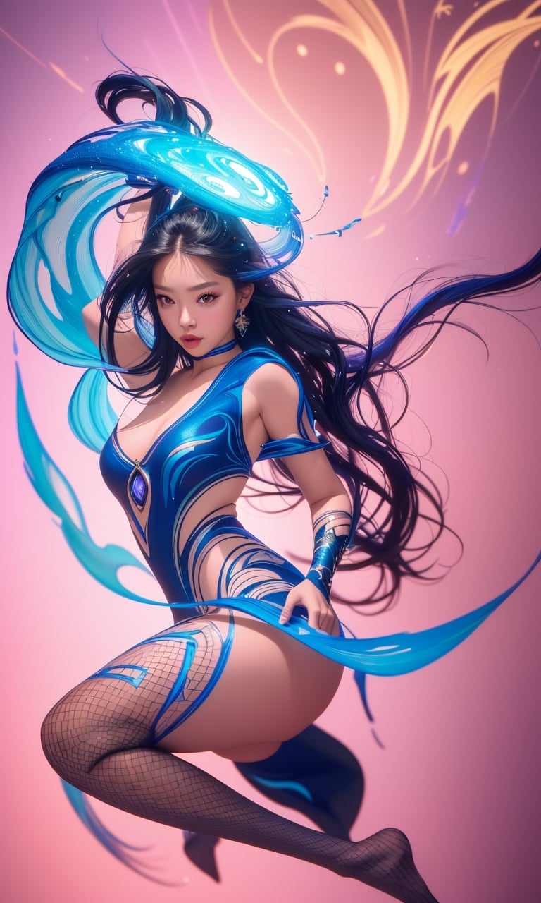 masterpiece, best quality, (extremely detailed CG unity 8k wallpaper, masterpiece, best quality, ultra-detailed, best shadow), (detailed background), (beautiful detailed face, beautiful detailed eyes), High contrast, (best illumination, an extremely delicate and beautiful),1girl,((colourful paint splashes on transparent background, dulux,)), ((caustic)), dynamic angle,beautiful detailed glow,full body,beautymix,Renaissance Sci-Fi Fantasy,Sci-fi ,casting spell,IncrsXLRanni,jennie,JAR