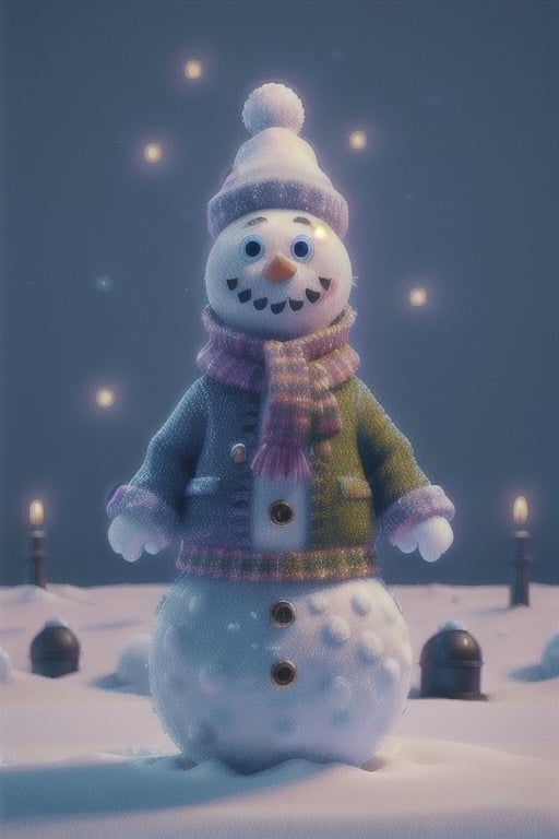 A snowman with a carrot nose and coal buttons.,DonMN30nChr1stGh0sts