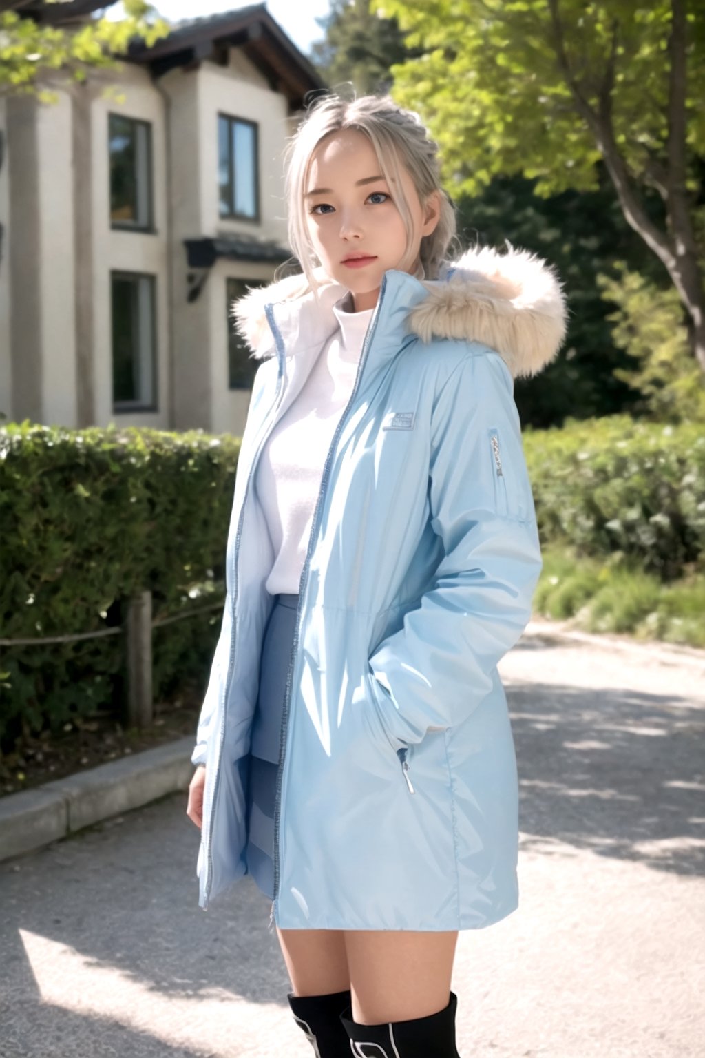 absurdres, highres, ultra detailed background,
BREAK
light colors, depth of field, translucent layer, poetic atmosphere,(1 girl:1.3), solo, perfect anatomy,
BREAK
silver hair and light blue eyes, winter alpine outer jacket, black long skirt, outdoor boots,(forehead:1.3)