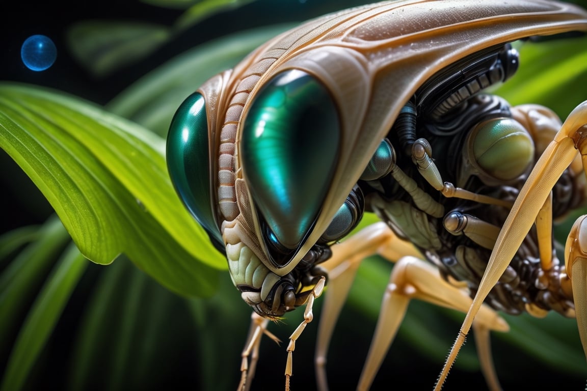 As if captured by a professional photographer,  create a highly detailed and photorealistic close-up image of an alien cre...