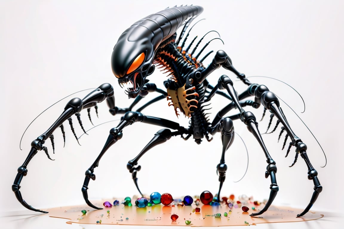 In the style of a professional wildlife photographer capturing a predator in the wild,  create an image of an alien monste...