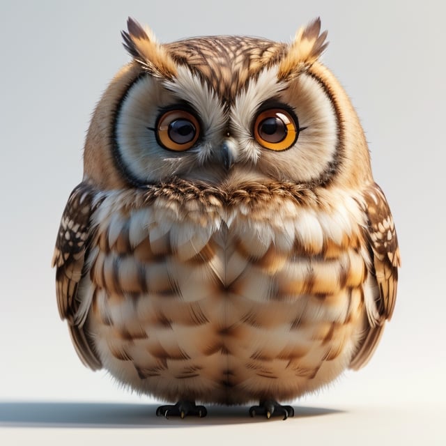 maotuanzi, no humans, animal focus,brown,owl, realistic, white background, simple background, animal, looking at viewer,3D icon