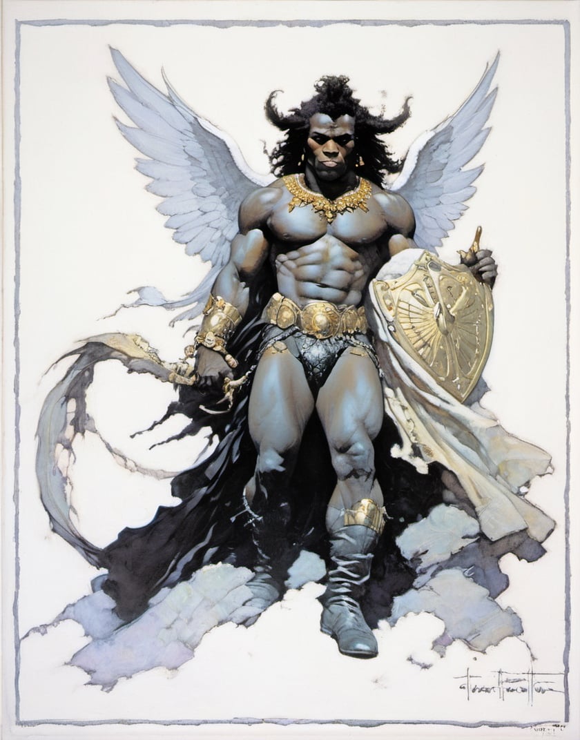 an oil painting,  a masterpiece,  a black male angel by Ravishastri on Tensor.Art