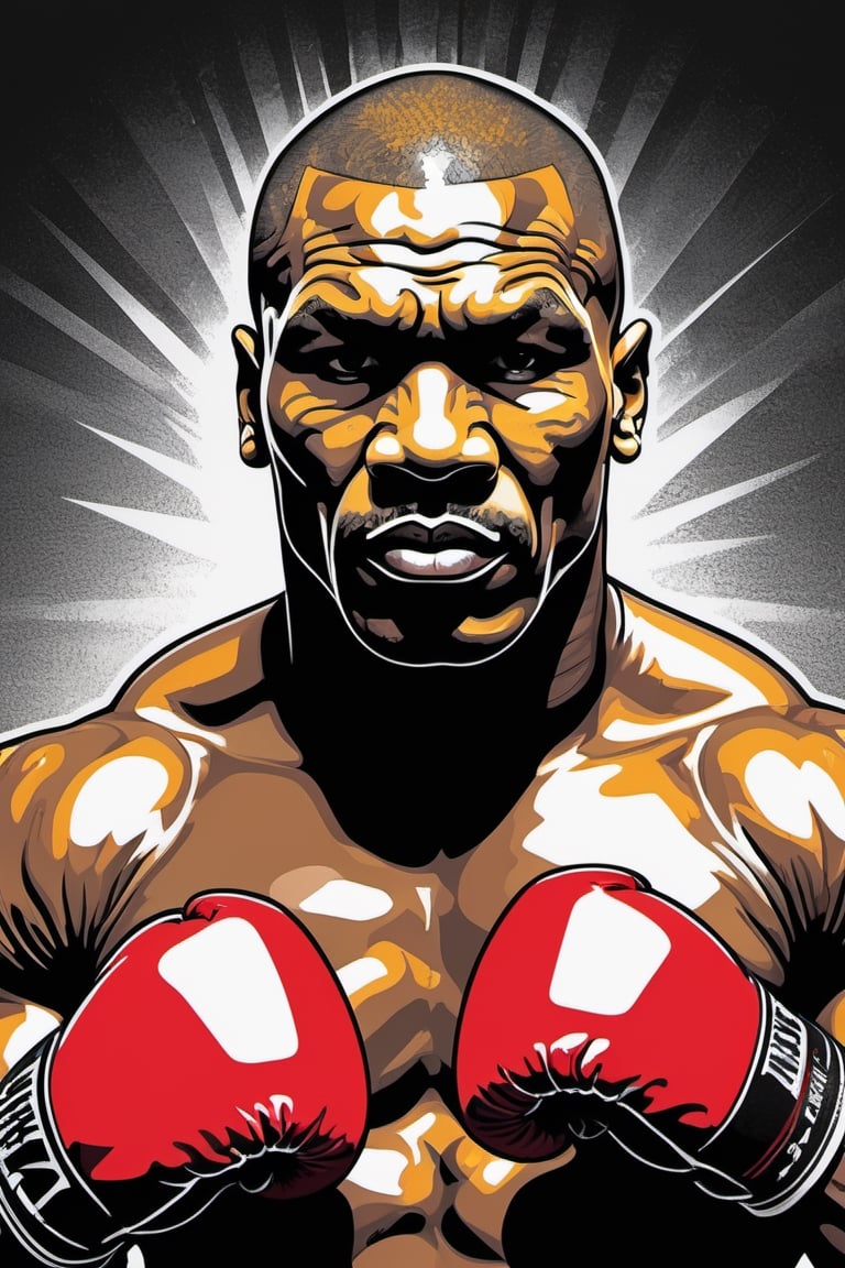 Mike Tyson ,  shadow boxing,  art poster by gian galang by Ravishastri on Tensor.Art