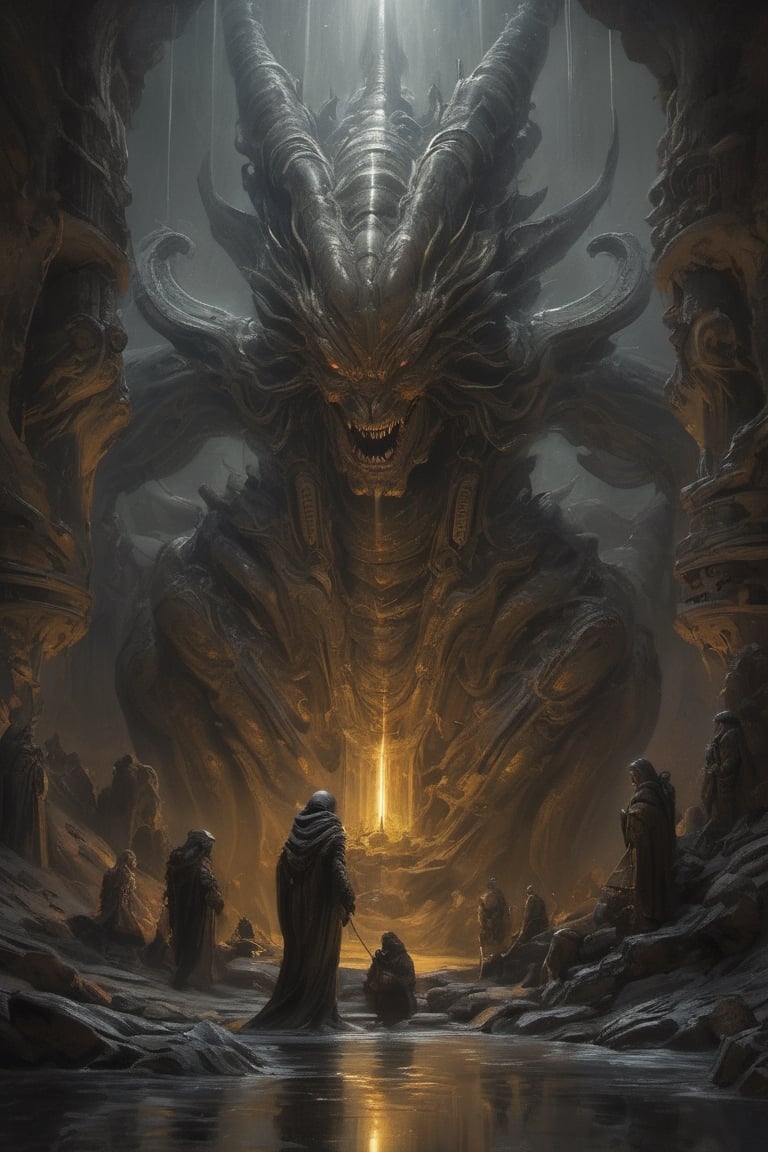 a oil painting wide shot,  art by hr giger,  a masterpiece by Ravishastri on Tensor.Art