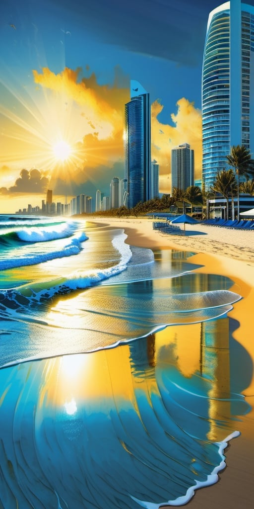Surfers Paradise beach,  Gold Coast Australia,  beach by Ravishastri on Tensor.Art