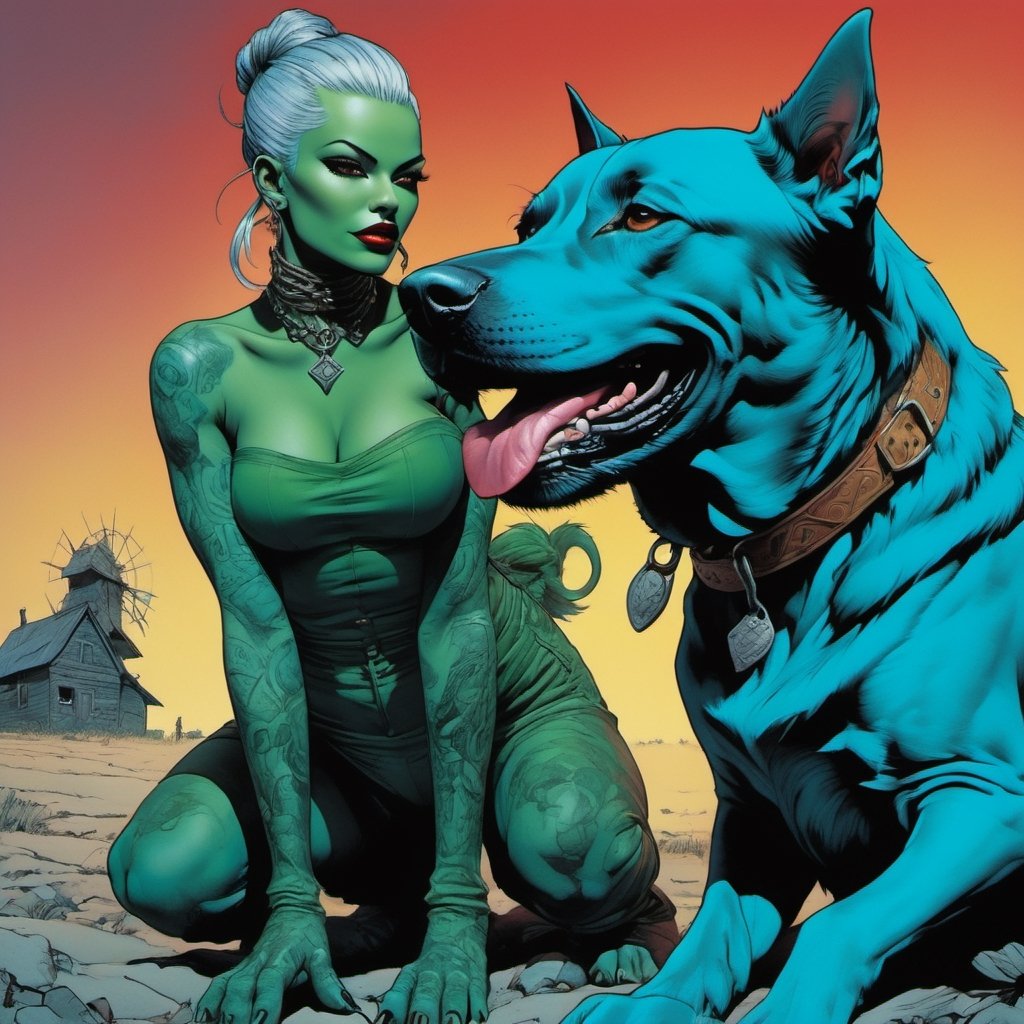 dogs from the wizard of oz,  Horror Comics style,  art by brom by Ravishastri on Tensor.Art