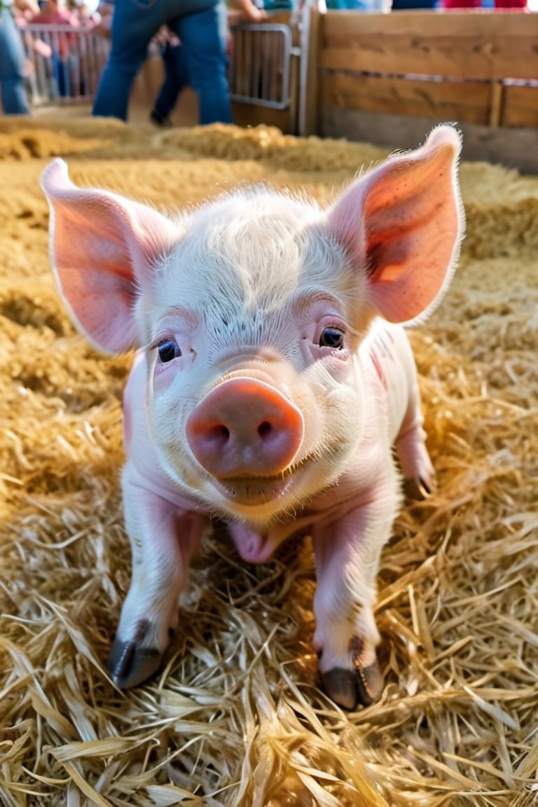 a cute 10 week old piglet,  white,  sleeping at the fair by Ravishastri on Tensor.Art