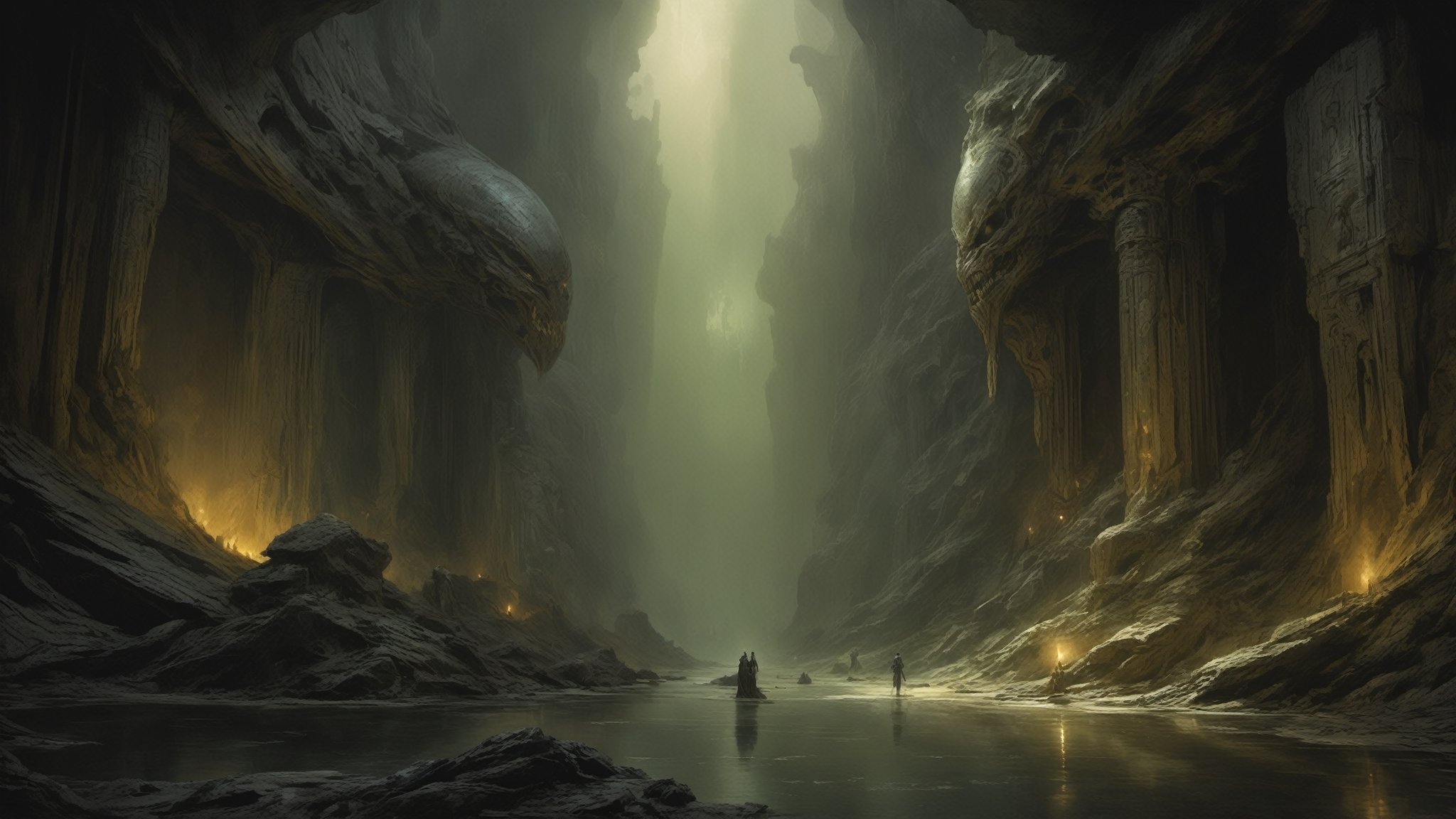 a oil painting wide shot,  art by hr giger,  a masterpiece by Ravishastri on Tensor.Art