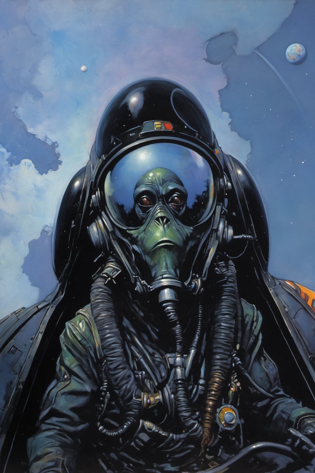 an oil painting,  a masterpiece,  an alien race by Ravishastri on Tensor.Art