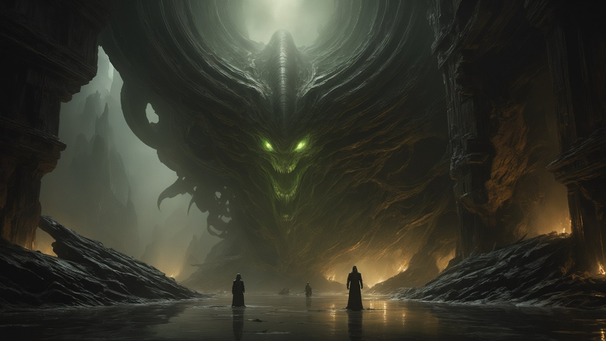 a oil painting wide shot,  art by hr giger,  a masterpiece by Ravishastri on Tensor.Art