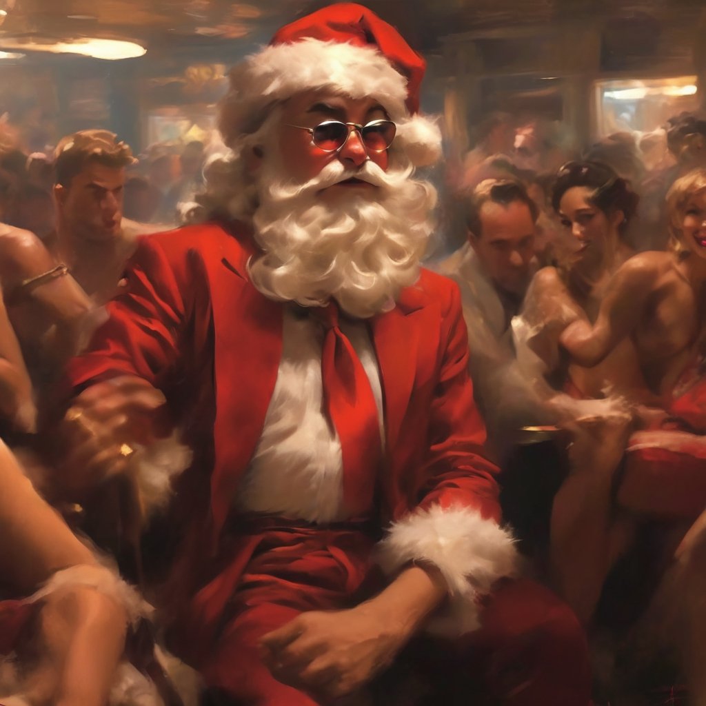 Santa wearing a Clean shirt,  new shoes And he don't know where he's goin' to red silk suit,  red tie I don't need a reaso...