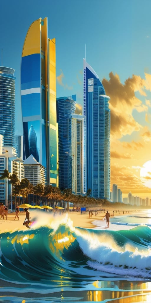 Surfers Paradise beach,  Gold Coast Australia,  beach by Ravishastri on Tensor.Art