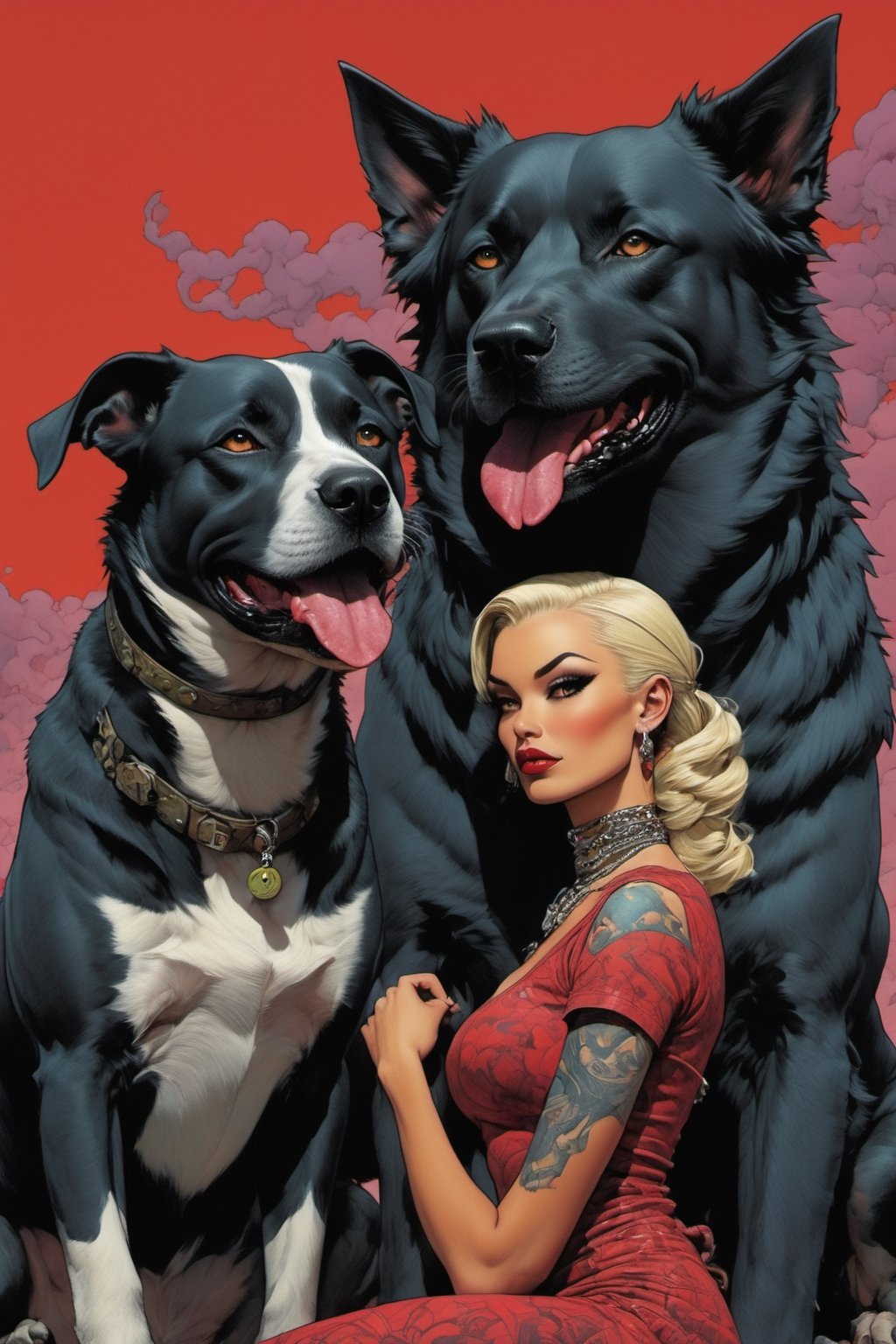 dogs from the wizard of oz,  Horror Comics style,  art by brom by Ravishastri on Tensor.Art