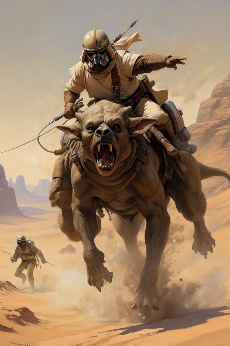 Art by Ralph McQuarrie,  ART BY FRANK FRAZETTA,  a masterpiece by Ravishastri on Tensor.Art