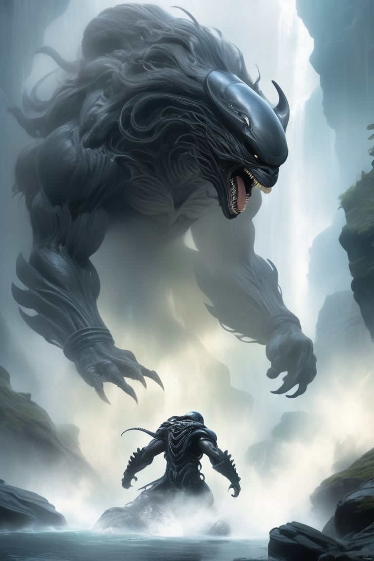 an alien xenomorph launches itself at a nearby victim,  a giant bear,  motion blur by Ravishastri on Tensor.Art