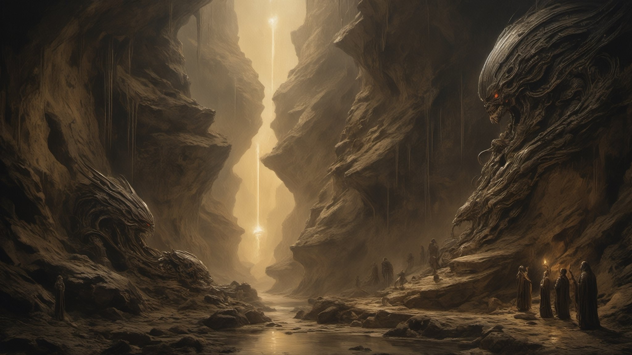 a oil painting wide shot,  art by hr giger,  a masterpiece by Ravishastri on Tensor.Art