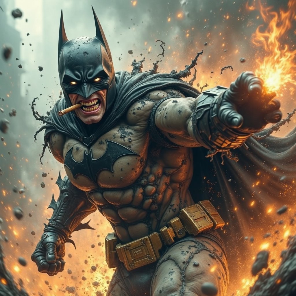 Batman,  wearing his trademark Batman outfit,  a realistic character by Ravishastri on Tensor.Art
