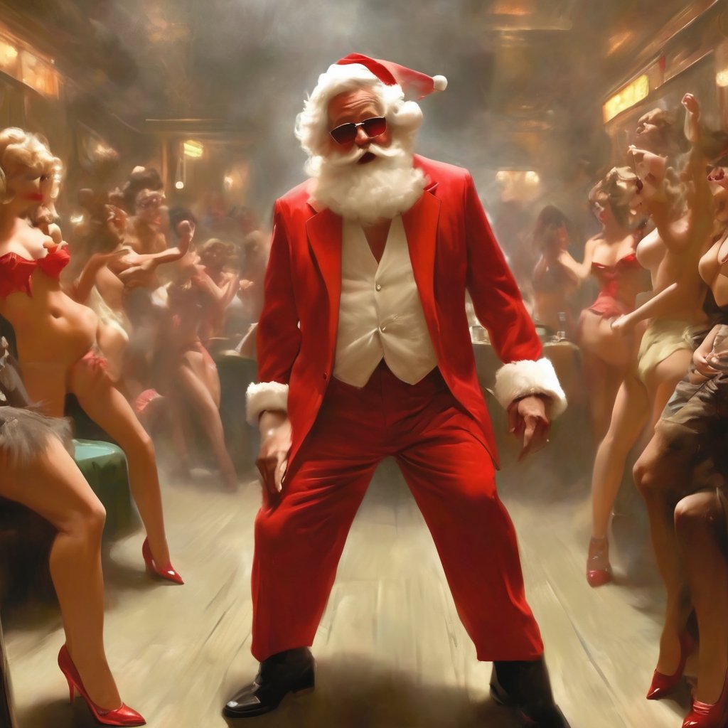 Santa wearing a Clean shirt,  new shoes And he don't know where he's goin' to red silk suit,  red tie I don't need a reaso...