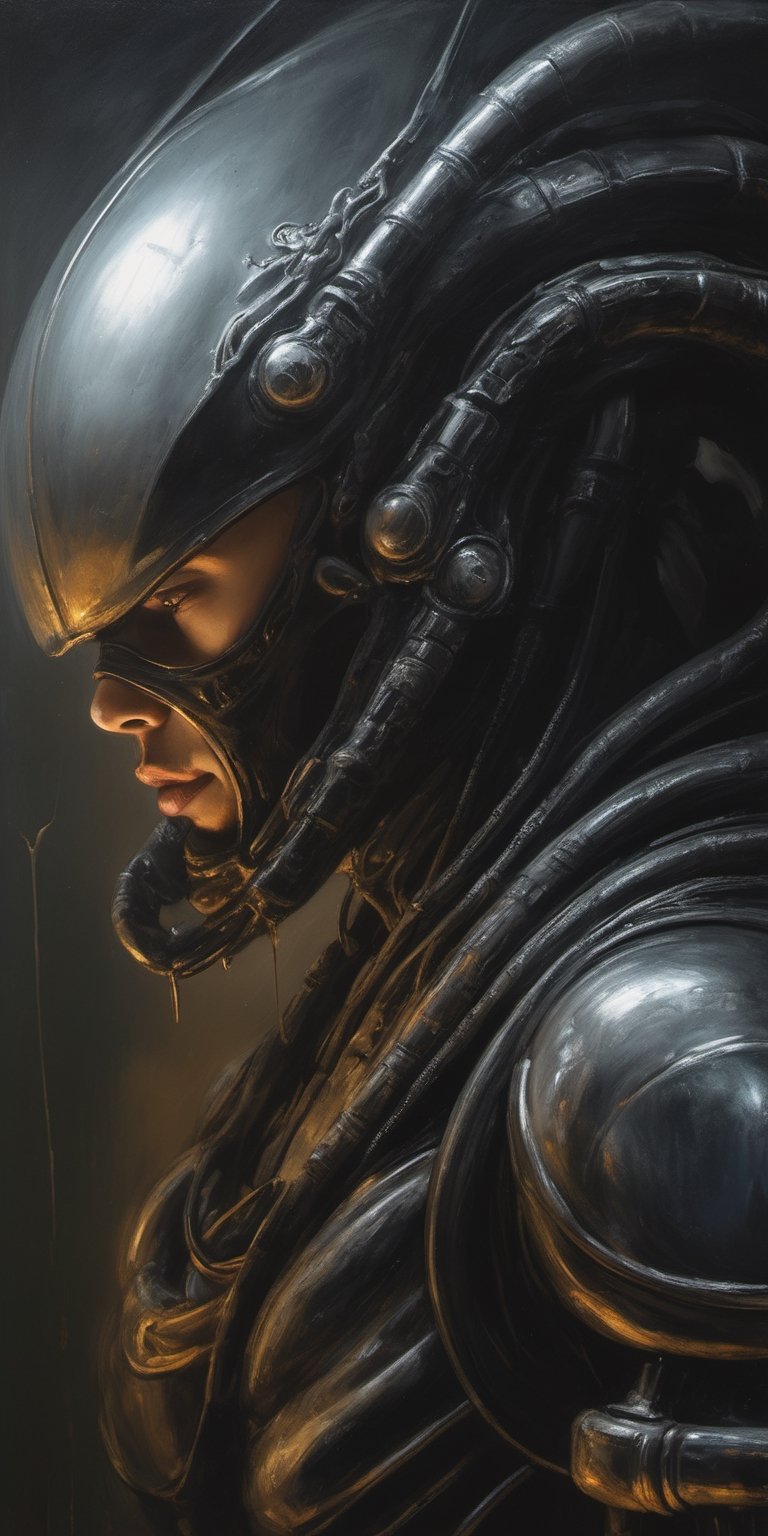 a oil painting portrait,  art by hr giger,  a masterpiece by Ravishastri on Tensor.Art