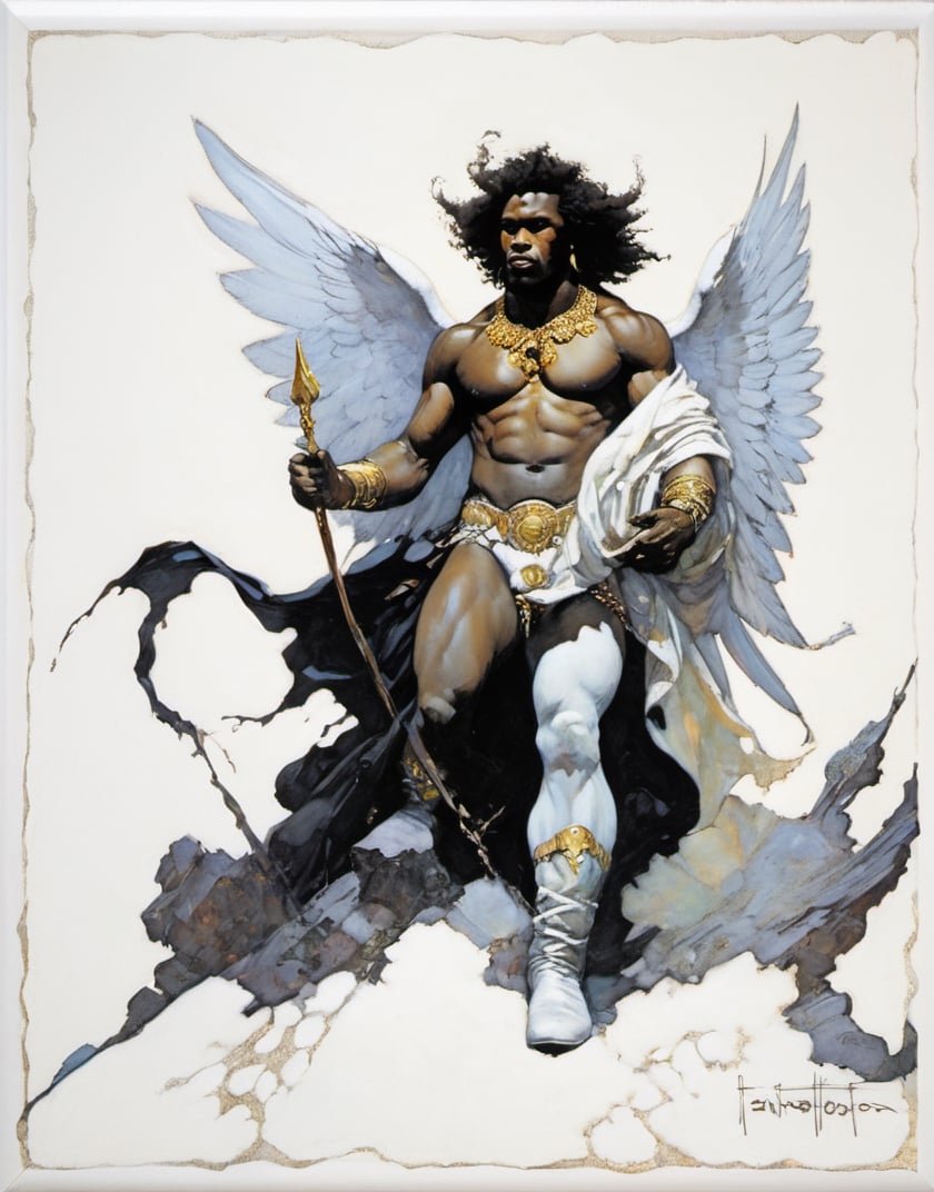 an oil painting,  a masterpiece,  a black male angel by Ravishastri on Tensor.Art