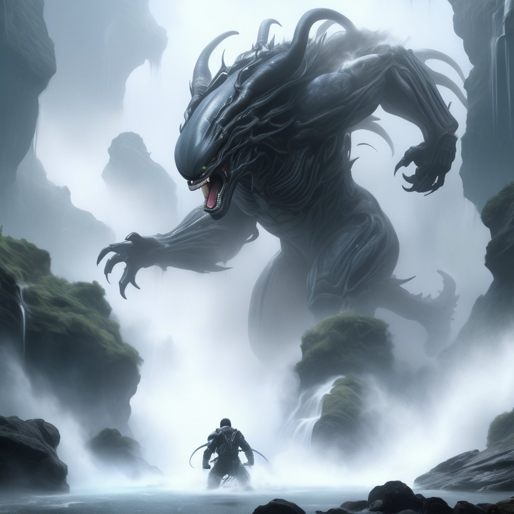 an alien xenomorph launches itself at a nearby victim,  a giant bear,  motion blur by Ravishastri on Tensor.Art