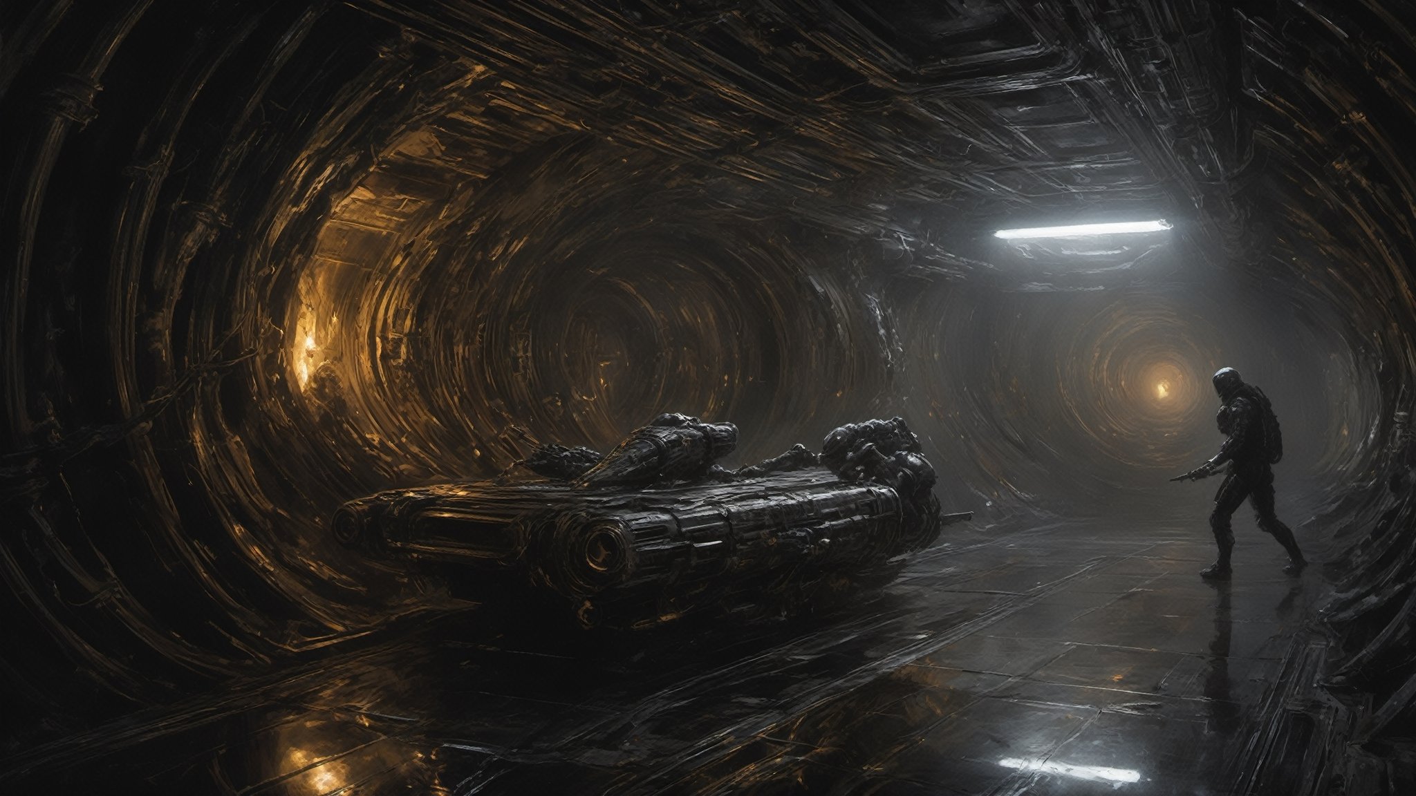 a oil painting wide shot,  art by hr giger,  a masterpiece by Ravishastri on Tensor.Art