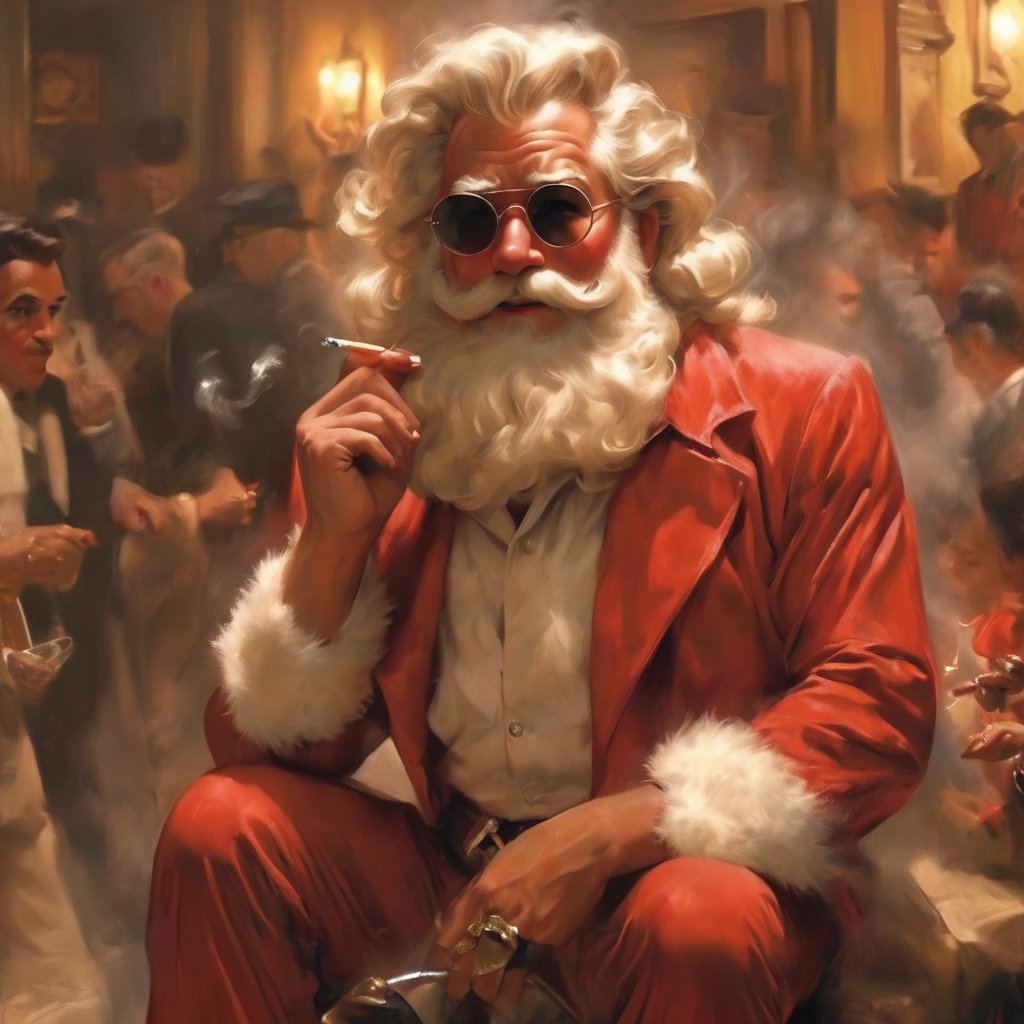 Santa wearing a Clean shirt,  new shoes And he don't know where he's goin' to red silk suit,  red tie I don't need a reaso...