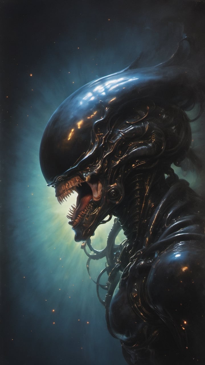 a xenomorph,  low lighting,  intense shadows by Ravishastri on Tensor.Art