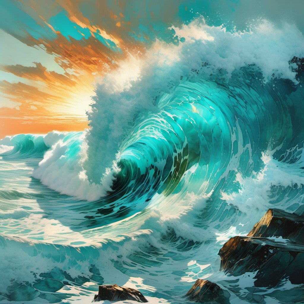  ((a big swelling sea, huge waves crashing, tropical aquamarine colours, )),black ink flow, 64k resolution photorealistic masterpiece by aaron horkey and jeremy mann, intricately detailed by jean baptiste mongue, acrylic: watercolor art, professional photography, dynamic lighting, volumetric lighting maximalist photoillustration:by marton bobzert,8k resolution concept art intricately detailed, complex, elegant, majestic, ecstacy, fantastical, aspect ratio:16:9, ,xyzsanart01,portrait_futurism,dripping paint