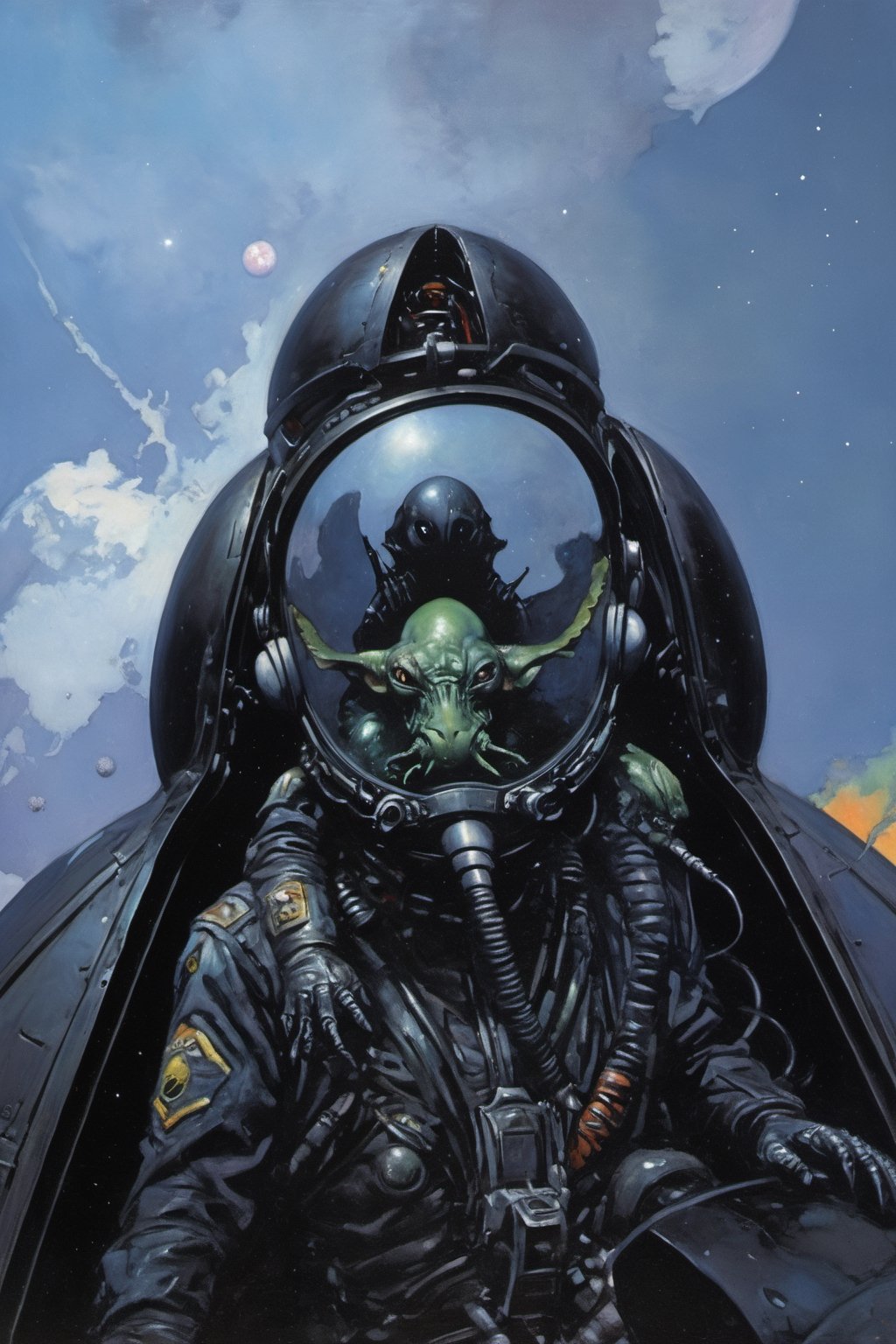 an oil painting,  a masterpiece,  an alien race by Ravishastri on Tensor.Art