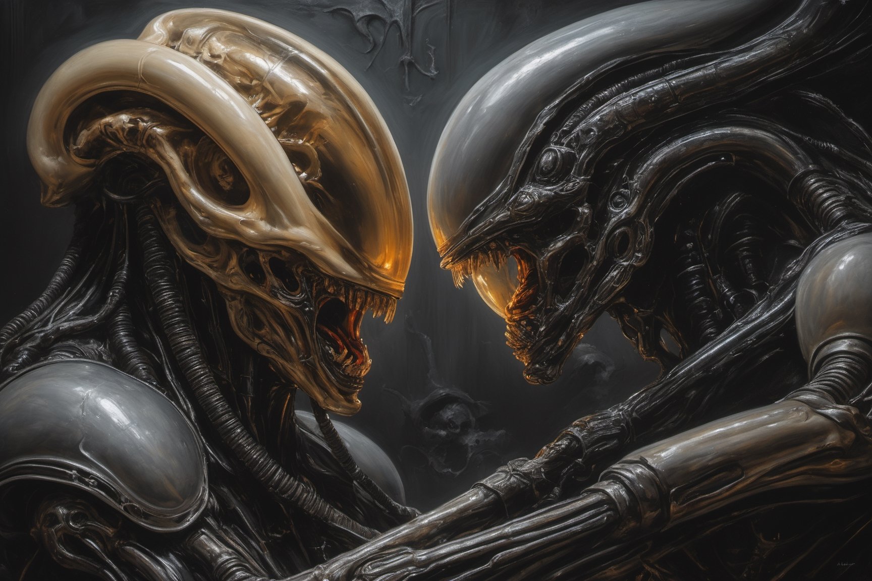a oil painting portrait,  art by hr giger,  a masterpiece by Ravishastri on Tensor.Art