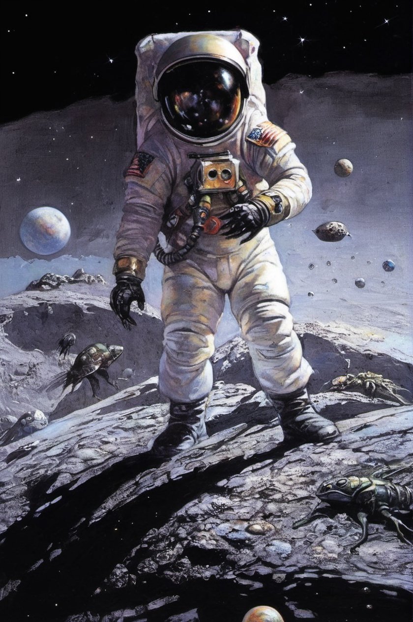 an oil painting,  a masterpiece,  a black female astronaut by Ravishastri on Tensor.Art